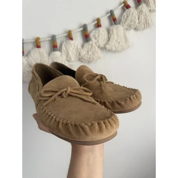 Reformation Annette Toasted Coconut Brown Moccasin Suede Leather Neutral 9.5 - Picture 9 of 9